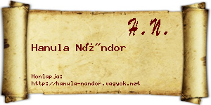 Hanula Nándor névjegykártya